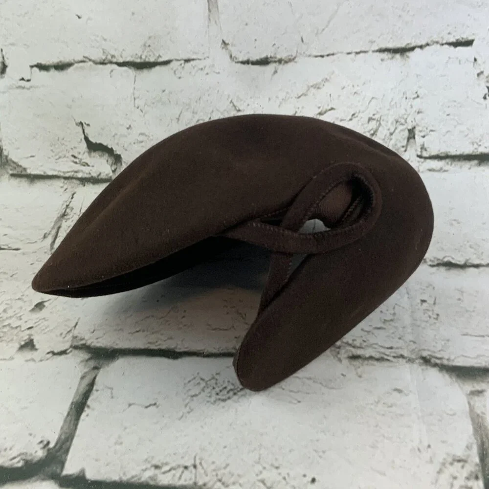 Genuine Fine Fur Felt Fascinator‎ Hat Brown Vintage Cap Clip In FLAW Mob Wife